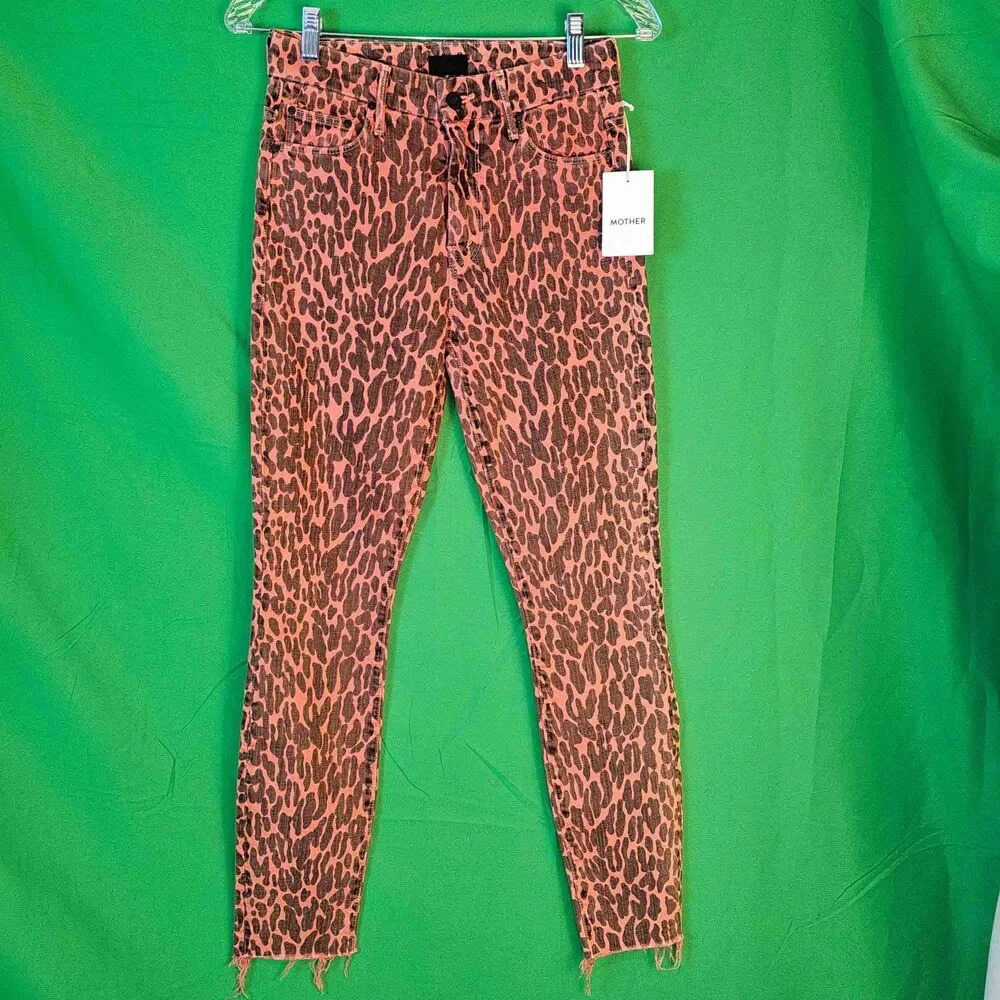 NWT Mother Animal Attraction High Waisted Looker Ankle Fray Skinny Jeans 25